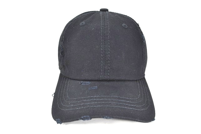 HS-009 COTTON VINTAGE STITCH CAP BLACK